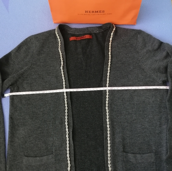 Hermes styled gold chain grey cardigans sweater - Picture 9 of 16